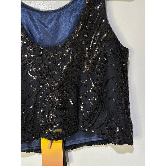 Le Superbe Supremes Cami Tank Size Small NWT Black Deco Sequins Lace Dressy - Picture 11 of 11